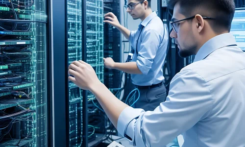 Engineer working in a data centre